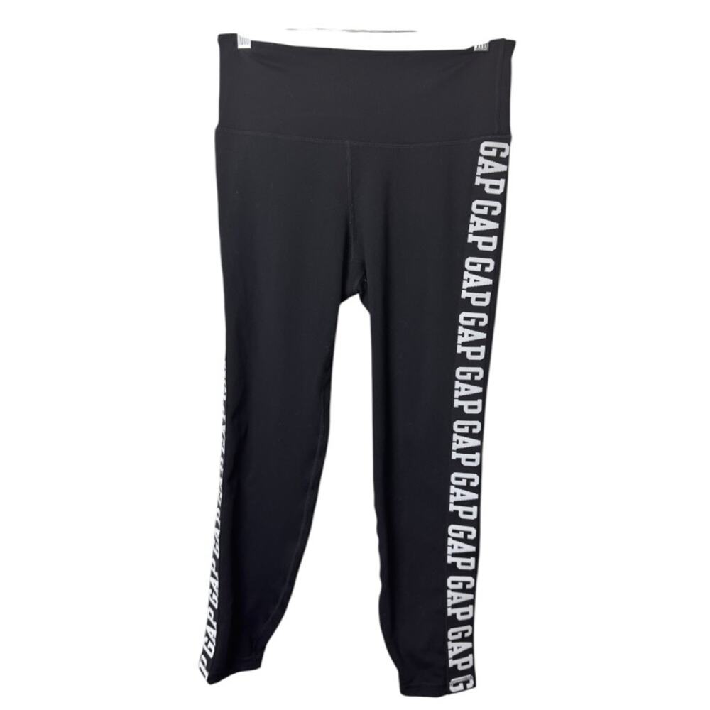 Gap Fit Women's Athletic Sporty Black & White Cropped Logo Leggings Sz S